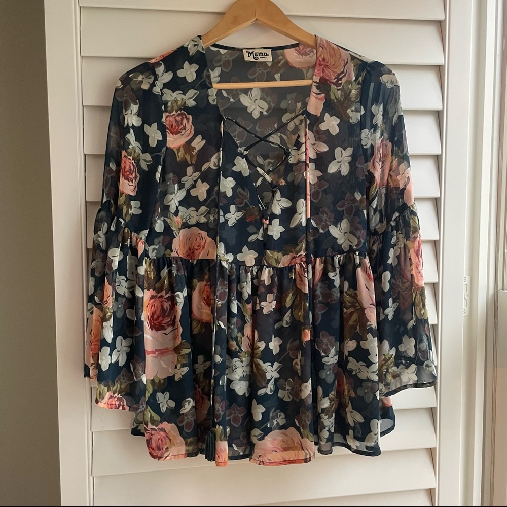 Floral lace up Show Me Your Mumu Top